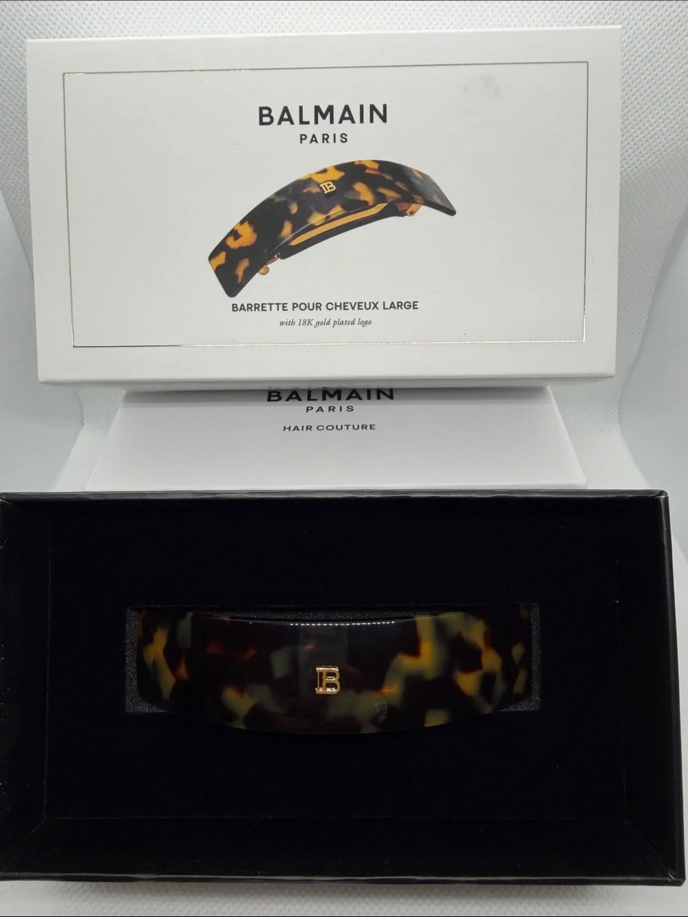 Balmain Tortoiseshell and Gold Resin Hair Clip - Large 18k Gold Plated